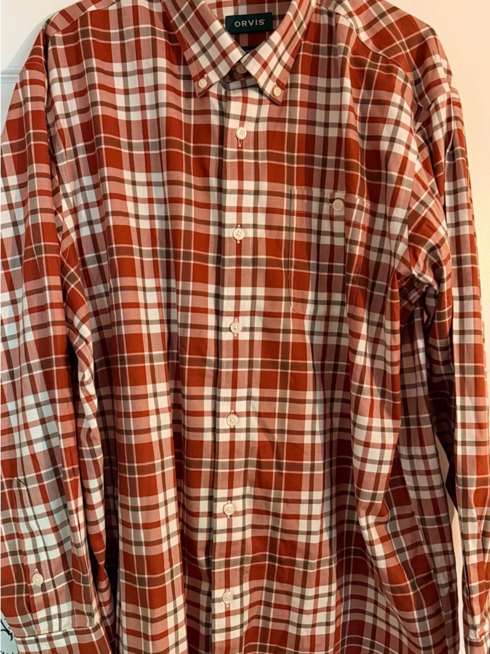Orvis Multicolor Cotton & Elastane Blend Classic Fit Men’s XL Long Sleeve Button